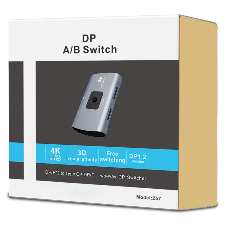 Двухсторонний коммутатор DP Z57 DP (мама) x 2 на USB-C / Type-C + DP (мама)