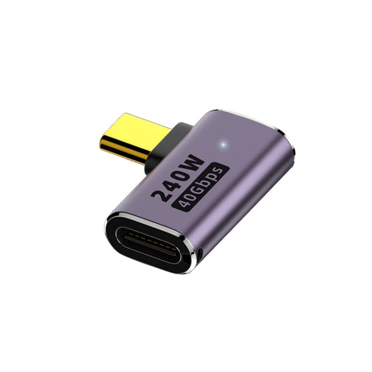 Адаптер USB-C/Type-C (мама) на USB-C/Type-C (папа) 40 Гбит/с, боковой изгиб, 240 Вт, с подсветкой