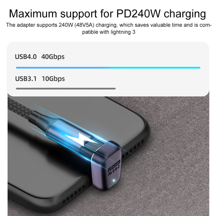 Адаптер USB-C/Type-C (мама) на USB-C/Type-C (мама) 40 Гбит/с, 240 Вт, прямой, с подсветкой
