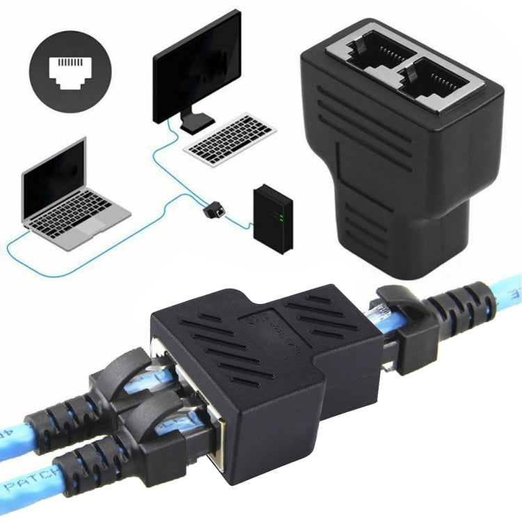 Crystal Network Straight Through Head-line Connector Terminal Female to Female Three Head RJ45 Interface Extension Device