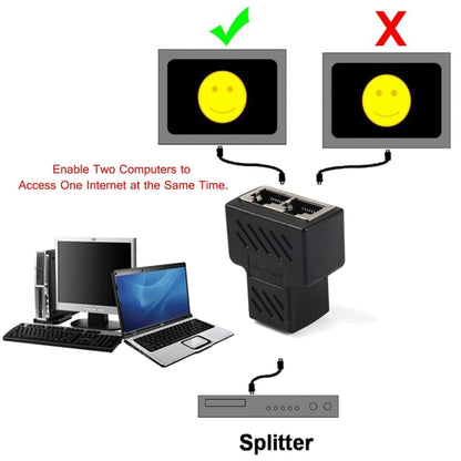 Crystal Network Straight Through Head-line Connector Terminal Female to Female Three Head RJ45 Interface Extension Device