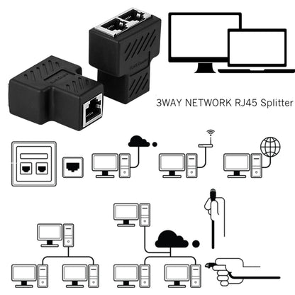 Crystal Network Straight Through Head-line Connector Terminal Female to Female Three Head RJ45 Interface Extension Device
