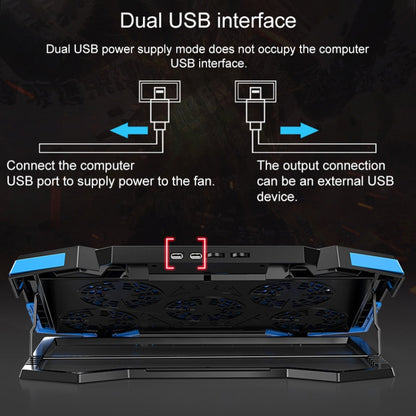 Подставка для ноутбука с двумя портами USB и пятиядерным радиатором