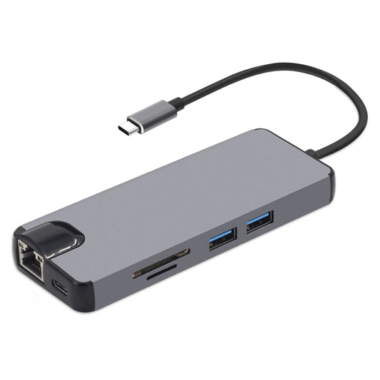 Адаптер 8-в-1 Type-C на HDMI + USB 3.0 + USB 3.0 + Type-C + LAN + VGA + устройство чтения карт TF/SD