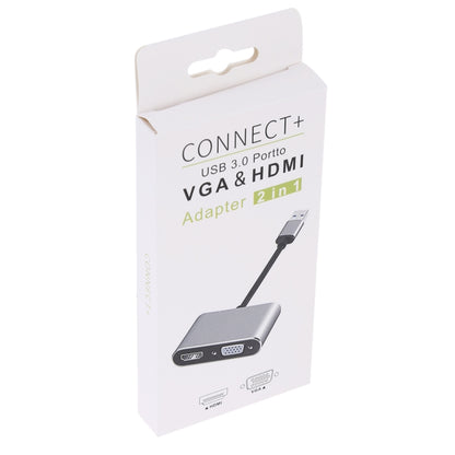 2 vienā USB 3.0 uz HDMI + VGA adapteris