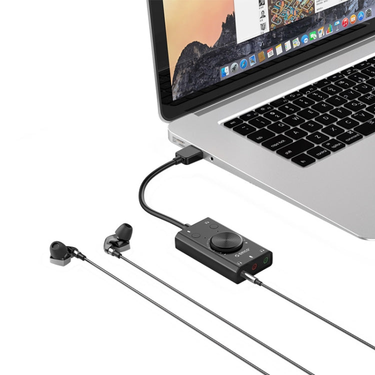 ORICO SC2 Multi-function USB External Driver-free Sound Card with 2 x Headset Ports & 1 x Microphone Port & Volume Adjustment