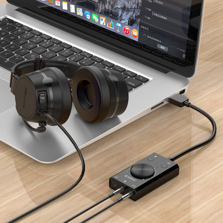 ORICO SC2 Multi-function USB External Driver-free Sound Card with 2 x Headset Ports & 1 x Microphone Port & Volume Adjustment