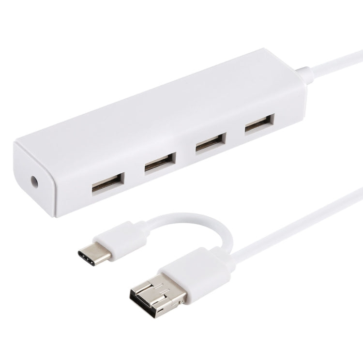 Конвертер-концентратор 3 в 1 USB-C / Type-C + Micro USB + 4 порта USB 2.0, длина кабеля: 12 см