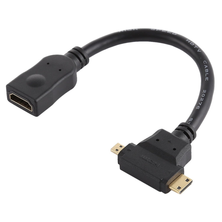HDMI ligzdas uz Mini HDMI + Micro HDMI T veida kabeli