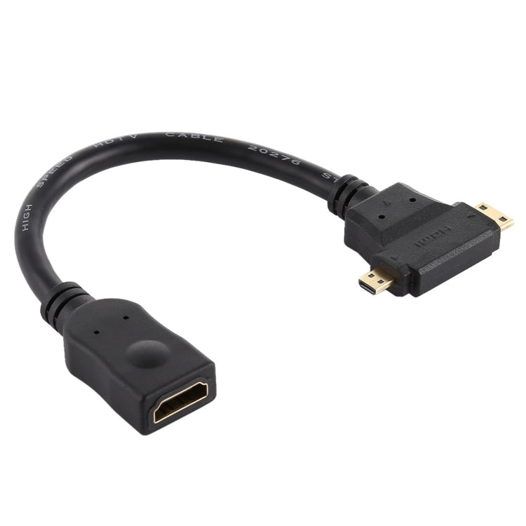 HDMI ligzdas uz Mini HDMI + Micro HDMI T veida kabeli