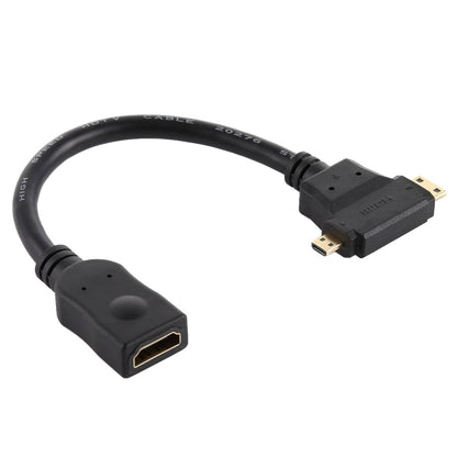 HDMI ligzdas uz Mini HDMI + Micro HDMI T veida kabeli
