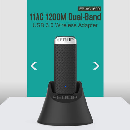 Адаптер-приемник Ethernet EDUP EP-AC1609 1200 Мбит/с с высокоскоростным USB 3.0 WiFi и кабелем-удлинителем 1 м и базой