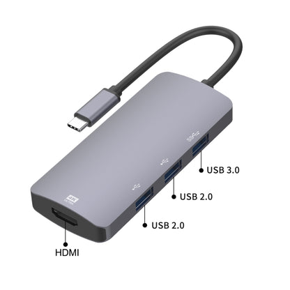 UC912 4 in 1 4K 30Hz USB 3.0 + 2 x USB 2.0 to USB-C / Type-C Multifunctional HUB Adapter