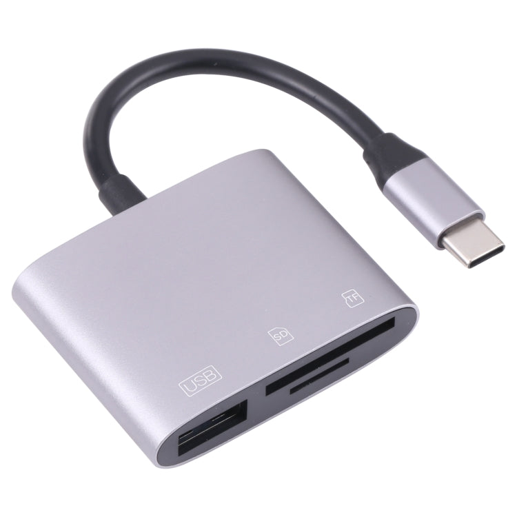 NK-3041 3 в 1 USB-C / Type-C (штекер) - USB (гнездо) + слоты для карт SD / TF OTG-адаптер для чтения карт SD / TF