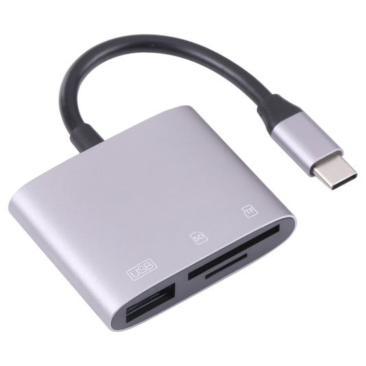 NK-3041 3 в 1 USB-C / Type-C (штекер) - USB (гнездо) + слоты для карт SD / TF OTG-адаптер для чтения карт SD / TF