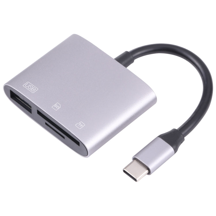 NK-3041 3 в 1 USB-C / Type-C (штекер) - USB (гнездо) + слоты для карт SD / TF OTG-адаптер для чтения карт SD / TF