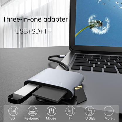 NK-3041 3 в 1 USB-C / Type-C (штекер) - USB (гнездо) + слоты для карт SD / TF OTG-адаптер для чтения карт SD / TF
