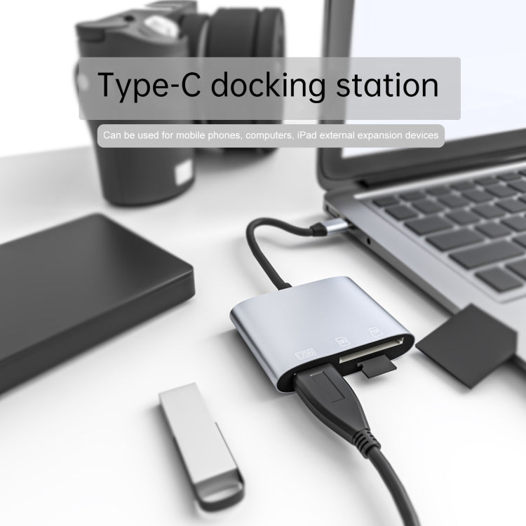 NK-3041 3 в 1 USB-C / Type-C (штекер) - USB (гнездо) + слоты для карт SD / TF OTG-адаптер для чтения карт SD / TF