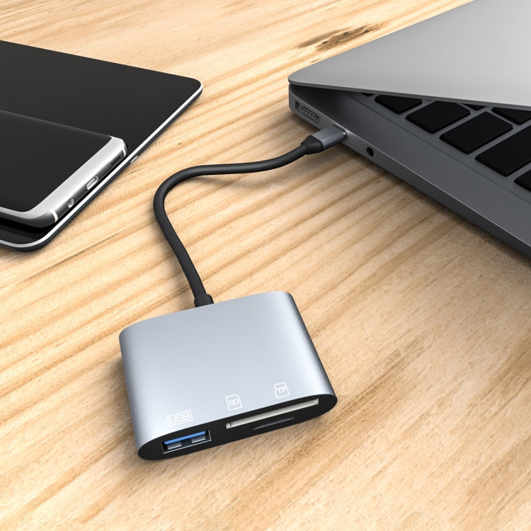 NK-3041 3 в 1 USB-C / Type-C (штекер) - USB (гнездо) + слоты для карт SD / TF OTG-адаптер для чтения карт SD / TF