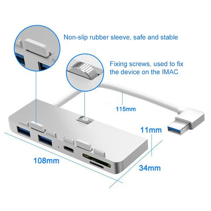 Rocketek For iMac Type-C / USB-C + Dual USB3.0 + SD / TF Multi-function HUB Expansion Dock