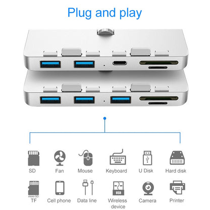 Rocketek For iMac Type-C / USB-C + Dual USB3.0 + SD / TF Multi-function HUB Expansion Dock