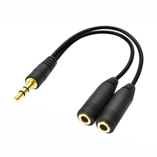 3,5 mm vīriešu un divu 3,5 mm sieviešu austiņu sadalītāja adapteris, garums: aptuveni 25 cm