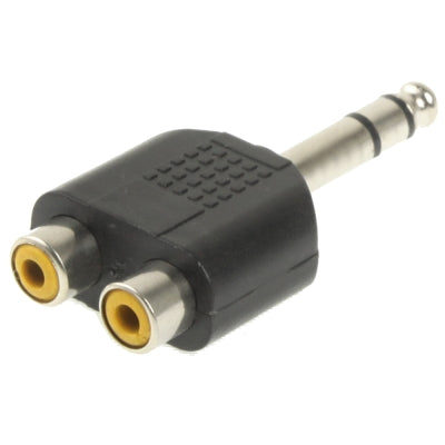 6,35 mm vīriešu un 2 RCA stereo austiņu ligzdas adapteris