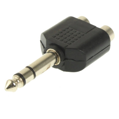 6,35 mm vīriešu un 2 RCA stereo austiņu ligzdas adapteris