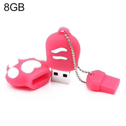 Силиконовый флеш-накопитель USB 2.0 в форме медвежьей лапы объемом 8 ГБ с защитой от пыли