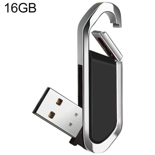 16 GB metāliska atslēgu piekariņu stila USB 2.0 zibatmiņas disks (melns)