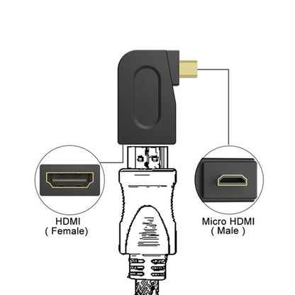 Позолоченный адаптер Micro HDMI «папа» на HDMI 19-контактный «мама» с углом 90 градусов