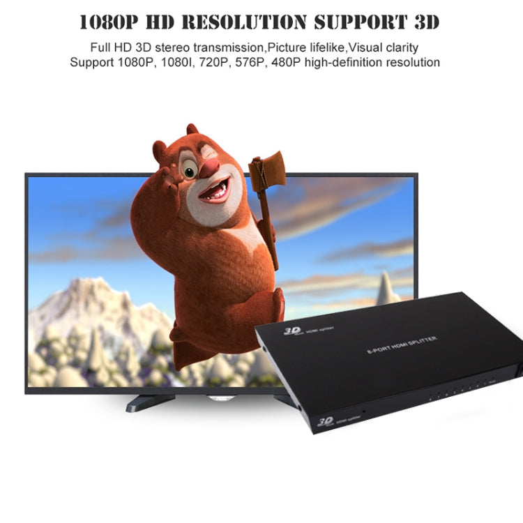 1 x 8 Full HD 1080P HDMI-разветвитель с переключателем, версия V1.4, поддержка 3D и 4K x 2K