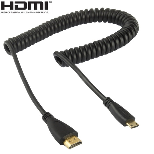 Версия 1.4, позолоченный спиральный кабель Mini HDMI Male - HDMI Male, поддержка 3D / Ethernet, длина: 60 ​​см (можно удлинить до 2 м)