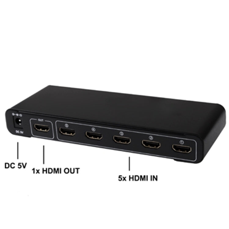 5-портовый HDMI-коммутатор Full HD 1080P с выключателем и пультом дистанционного управления, версия 1.3 (5 HDMI-входов, 1 HDMI-выход)