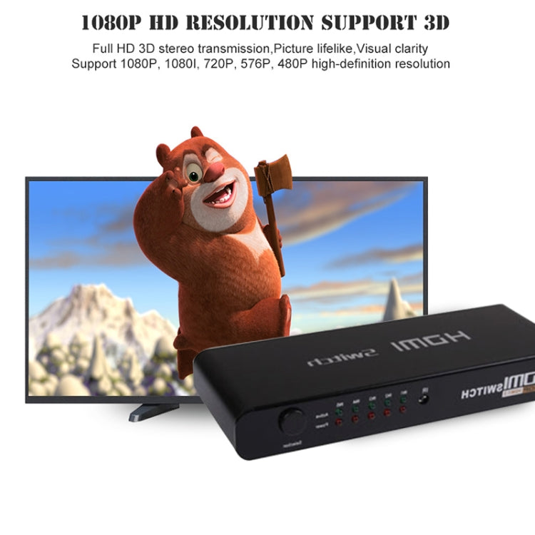 5-портовый HDMI-коммутатор Full HD 1080P с выключателем и пультом дистанционного управления, версия 1.3 (5 HDMI-входов, 1 HDMI-выход)