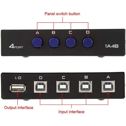 FENGJIE FJ-IA4B-C 4 порта высокоскоростной USB 2.0 кнопочный переключатель для ПК, компьютера, сканера, принтера