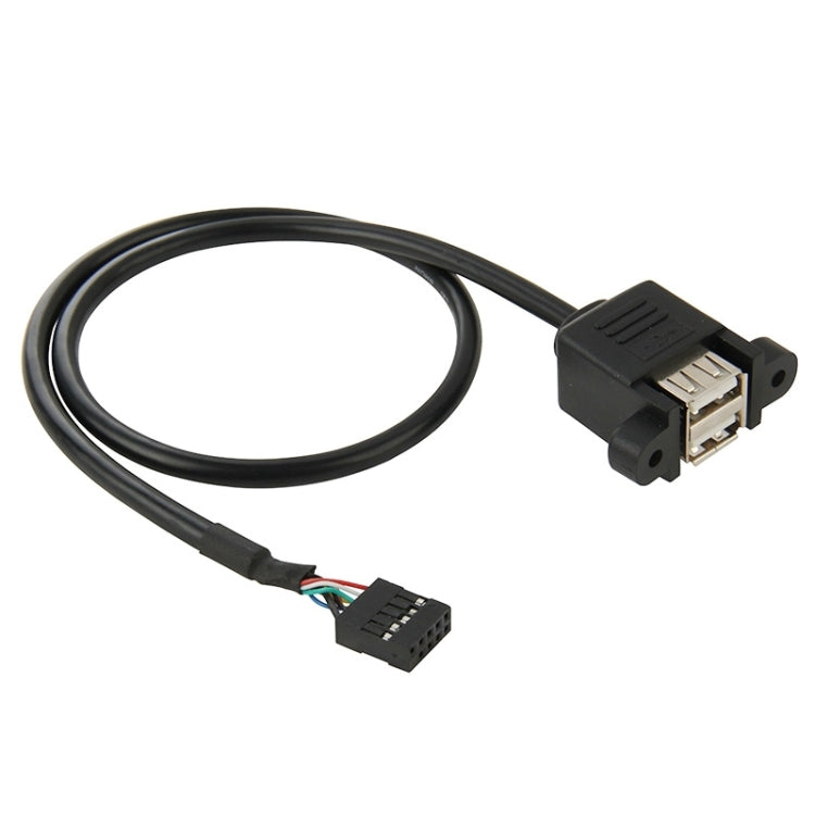 10 kontaktu mātesplates ligzdas spraudnis uz 2 USB 2.0 ligzdu adaptera kabelis, garums: 50 cm