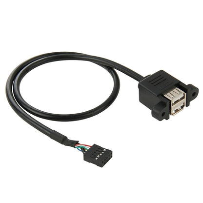 10 kontaktu mātesplates ligzdas spraudnis uz 2 USB 2.0 ligzdu adaptera kabelis, garums: 50 cm