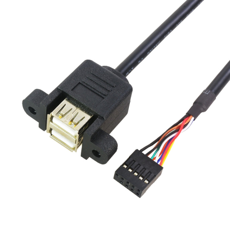10 kontaktu mātesplates ligzdas spraudnis uz 2 USB 2.0 ligzdu adaptera kabelis, garums: 50 cm