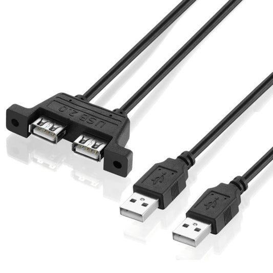 Удлинительный кабель с 2 разъемами USB 2.0 «папа» и 2 разъемами USB 2.0 «мама» с 2 отверстиями для винтов, длина: 50 см