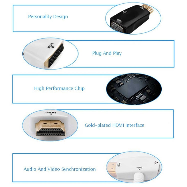 Full HD 1080P HDMI - VGA и аудиоадаптер для HDTV / монитора / проектора