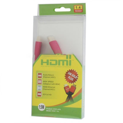 Позолоченный плоский кабель HDMI-HDMI 19Pin длиной 1,5 м, версия 1.4, поддержка Ethernet, 3D, 1080P, HD TV / Видео / Аудио и т. д.