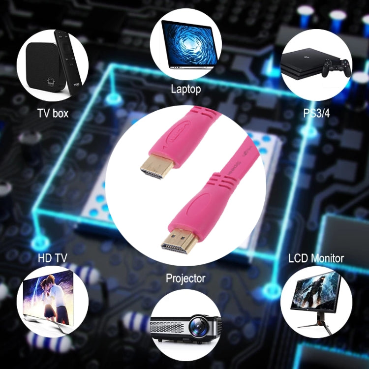 Позолоченный плоский кабель HDMI-HDMI 19Pin длиной 1,5 м, версия 1.4, поддержка Ethernet, 3D, 1080P, HD TV / Видео / Аудио и т. д.