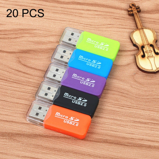20 портативных адаптеров USB 2.0 для чтения карт памяти Micro SD TF T-Flash, скорость до 480 Мбит/с, случайный цвет