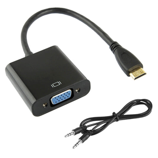 Видеокабель-адаптер Mini HDMI (папа) - VGA (мама) 22 см Full HD 1080P с аудиокабелем