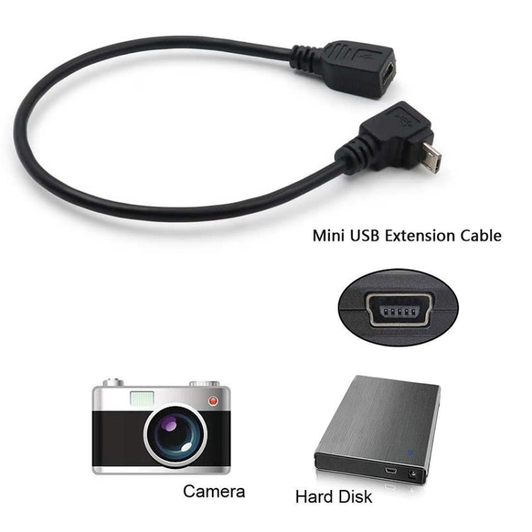 Кабель-адаптер Mini USB (папа) – Mini USB (мама) 90 градусов, длина: 25 см