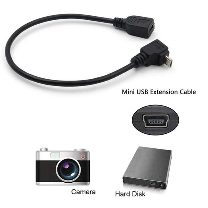 Кабель-адаптер Mini USB (папа) – Mini USB (мама) 90 градусов, длина: 25 см