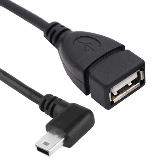 Кабель-адаптер Mini USB Male (90 градусов) - USB 2.0 AF с функцией OTG, длина: 25 см