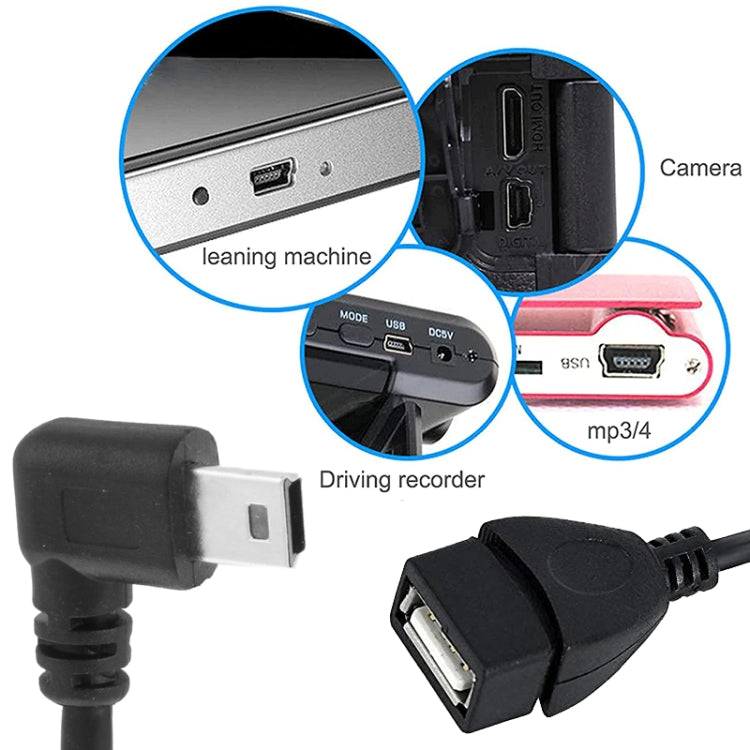 Кабель-адаптер Mini USB Male (90 градусов) - USB 2.0 AF с функцией OTG, длина: 25 см