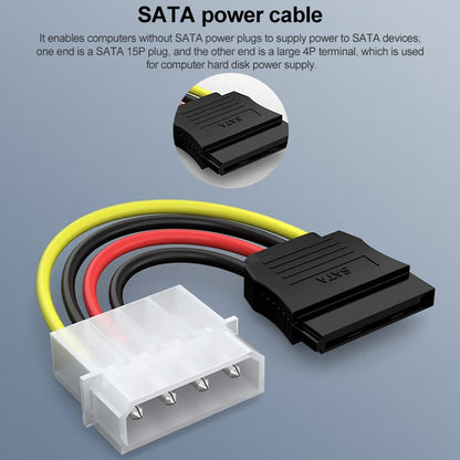Кабель-адаптер питания IDE-SATA 4-контактный (15 см), материал: Al+Mg